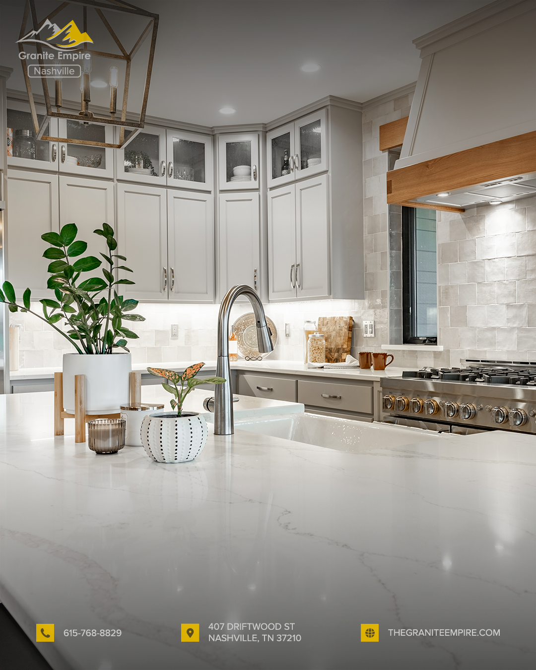 Best Stone Countertops for Large Kitchen Islands (Durability + Style)